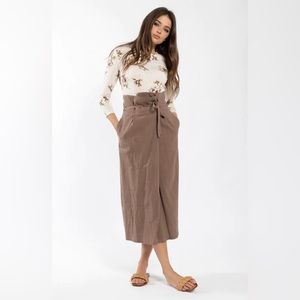 MONN LINEN WRAP SKIRT in Mocha